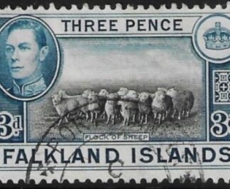 1938  Falkland Islands. SG.153a  3d  black & deep blue.  fine used
