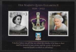2023 Falkland Islands. MS.1536 HM Queen Elizabeth II 1926-2022 mini sheet U/M (MNH)