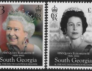 2023 South Georgia. SG.814-5 HM Queen Elizabeth II 1926-2022  U/M (MNH)