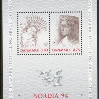 1992 Denmark MS976 Nordia 94 Scandinavian Stamp Exhibition U/M (MNH)
