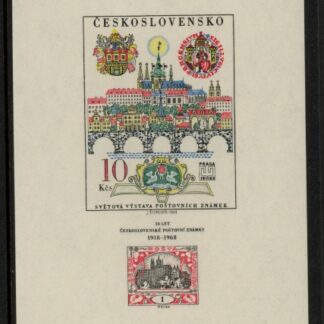 1968 Czechoslovakia - MS.1755 PRAGA 68.  'imperf '. mini sheet  U/M  (MNH)