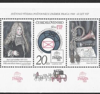 1986 Czechoslovakia - MS.2833 'PRAGA' 88' 1st issue. (perfed). mini sheet  U/M  (MNH)