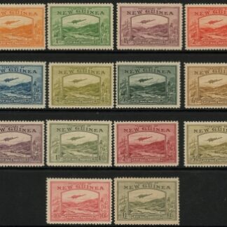 1939 New Guinea - SG.212-225 Air. inscr 'AIRMAIL POSTAGE' at foot (toned gum is normal) mounted mint.