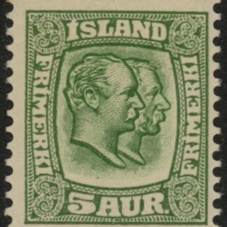 1907 Iceland SG.84 Kings Christian IX and Frederik VIII 5a green.LMM