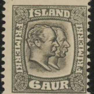 1907 Iceland SG.85 Kings Christian IX and Frederik VIII 6a sepia & grey.LMM