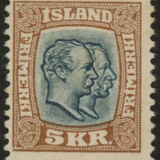 1907 Iceland SG.95 Kings Christian IX and Frederik VIII 5k slate blue & brown LMM