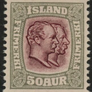 1907 Iceland SG.92 Kings Christian IX and Frederik VIII 50a claret & grey LMM