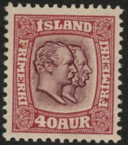 1907 Iceland SG.91 Kings Christian IX and Frederik VIII 40a claret LMM