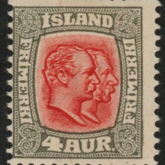 1907  Iceland  SG.83 Kings Christian IX and Frederik VIII  4a scarlet & grey M/M