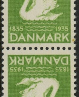 1935 Denmark SG.292a Hans Andeson 5ö green vertical Tête-bêche pair U/M (MNH)