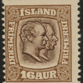 1907 Iceland SG.88 Kings Christian IX and Frederik VIII 16a brown. LM/M