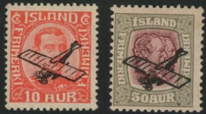 1928 -9 Iceland SG.156-7 King Christian X 'Air' overprints 2 values M/M