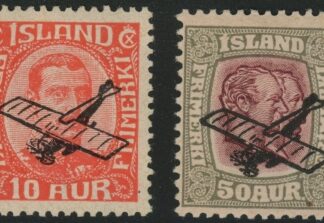 1928 -9 Iceland SG.156-7 King Christian X  'Air' overprints 2 values  M/M