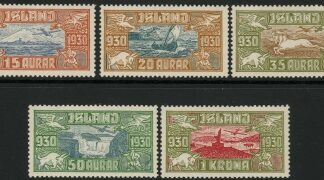 1930 Iceland - SG.174-8  'AIR' set 5 values Parliamentary Millenary Celebration. M/M