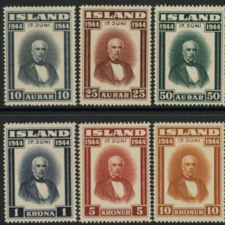 1944 Iceland SG.265-70 set 6 values. Proclamation.  M/M