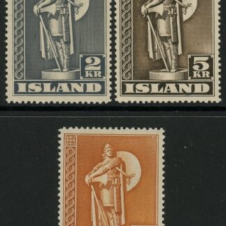 1939-45 Iceland SG.254-6 perf 14. set 3 values.  M/M