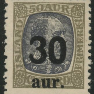 1925 Iceland SG.144 30a on 50a grey & drab.  M/M