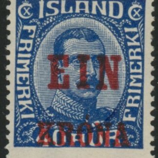 1926 Iceland SG.146  1k on 40a blue.  U/M (MNH)
