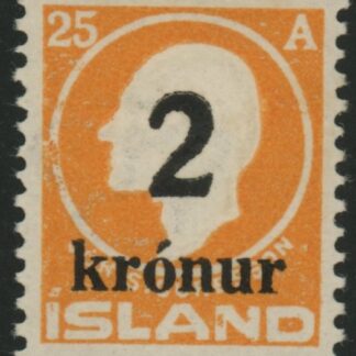 1926 Iceland SG.147  2k on 25a orange.  LM/M