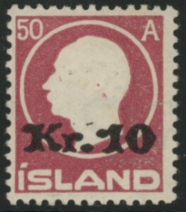 1925 Iceland SG.148 10k on 50a claret. LM/M
