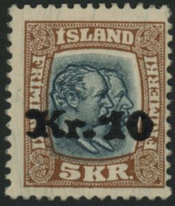 1930 Iceland SG.150a 10k on 5k slate-blue & brown.. M/M