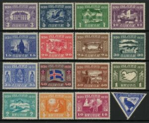 1930 Iceland SG.158-73 Parliamentary Millenary Celebration set 16 values LM/M