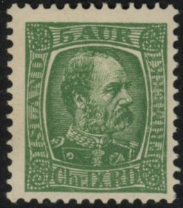 1902 Iceland SG.45 King Christian IX 5a green . L M/M