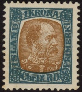 1902 Iceland SG.53 King Christian IX 1k brown & dull blue. M/M