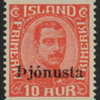 1936  Iceland SG.O221  'OFFICIAL'   10a  scarlet (no122) 'overprint'  M/M