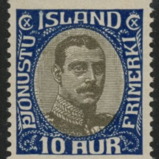 1920  Iceland SG.O135  'OFFICIAL'   10a  deep blue    M/M