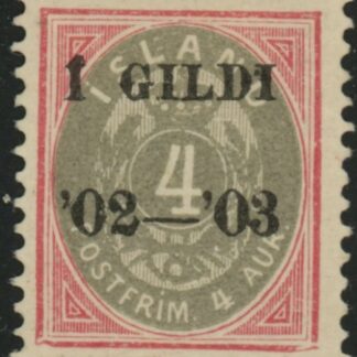 1902 Iceland SG.68  4a grey & rose.   M/M