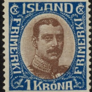 1920  Iceland SG.129   1k chocolate & blue.   M/M