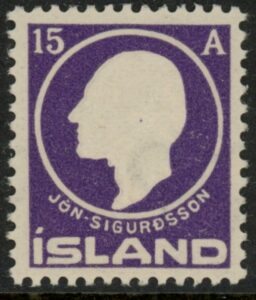 1911 Iceland SG.100 Birth Centenary of Jon Sigurdssen. Historian. 15a violet. LM/M