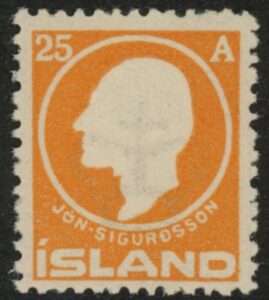 1911 Iceland SG.101 Birth Centenary of Jon Sigurdssen. Historian. 25a orange. LM/M