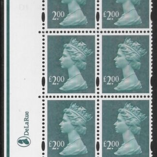Y1747a (U491a)  £2.00 deep blue green. missing '£' in value Cyl. 1 no dot. U/M (MNH)