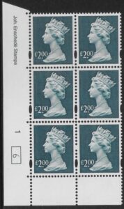 Y1801 (UC15)  Enschéde £2.00 dull blue  Cyld. 1 no dot (6)  U/M (MNH)