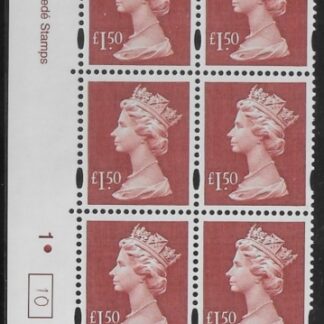 Y1800 (UC14)  Enschéde £1.50 red  Cyld. 1 dot (10)  U/M (MNH)