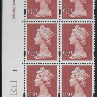 Y1800 (UC14)  Enschéde £1.50 red  Cyld. 1 no dot (10)  U/M (MNH)