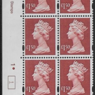 Y1800 (UC14)  Enschéde £1.50 red  Cyld. 1  dot (1)  U/M (MNH)