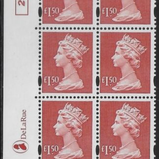 Y1800 (UC18) De La Rue £1.50 red  Cyld. 1 no dot (2)  U/M (MNH)