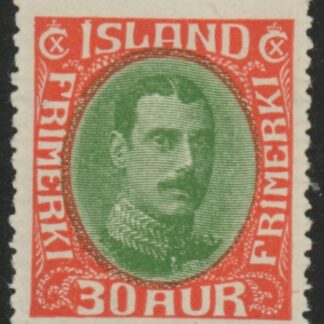 1934  Iceland  SG.189  30a. yellow-green and scarlet. mounted mint