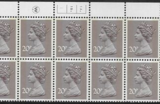 X998 (UG48)  Waddington 20p  dull purple. Cyld. 1A 1B  dot. phos.1  U/M (MNH)