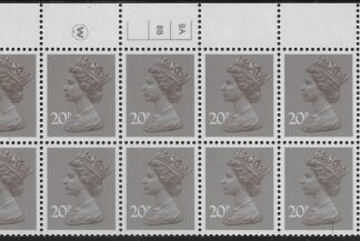 X999 (UG49)  Waddington 20p  dull purple. Cyld. 8A 8B  no dot U/M (MNH)