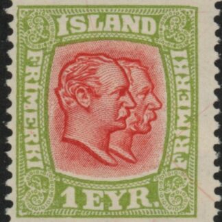 1914 Iceland SG.109 King Christian X of Denmark 1e salmon &  yellow-green mounted mint