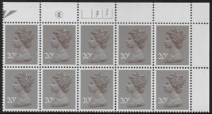 X999 (UG49)  Waddington 20p  dull purple. Cyld. 12A 9B dot   U/M (MNH)