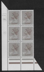 X999 (UG49)  Waddington 20p  dull purple. Cyld. 17A 11B  dot   U/M (MNH)