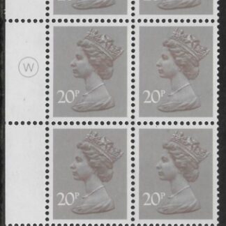 X999 (UG49)  Waddington 20p  dull purple. Cyld. 17A 11B  no dot   U/M (MNH)