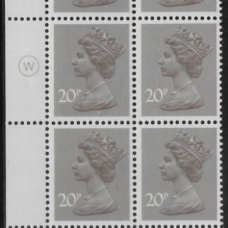 X999 (UG49)  Waddington 20p  dull purple. Cyld. 17A 11B  no dot   U/M (MNH)