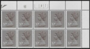 X999 (UG49)  Waddington 20p  dull purple. Cyld. 11A 9B  dot   U/M (MNH)