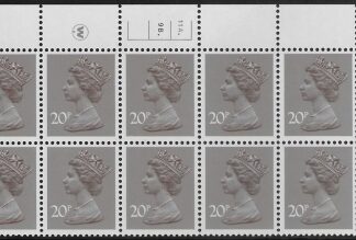 X999 (UG49)  Waddington 20p  dull purple. Cyld. 11A 9B  dot   U/M (MNH)